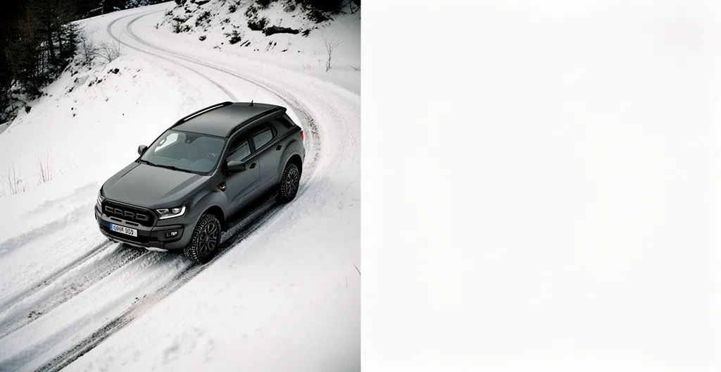 Un SUV 4x4 dans une descente enneigée des Ardennes belges montrant les limites du freinage