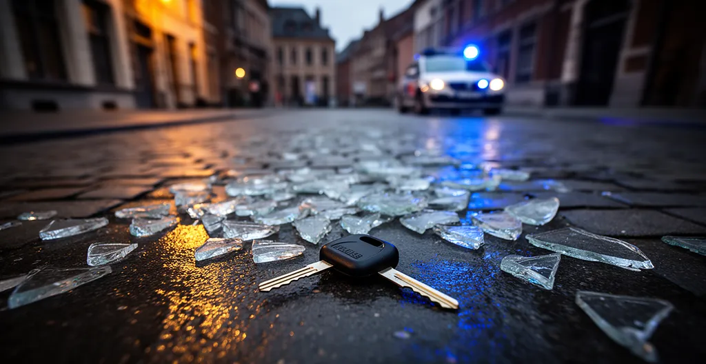 Conducteur belge face aux conséquences de l'alcool au volant avec échelle de verres et risques juridiques