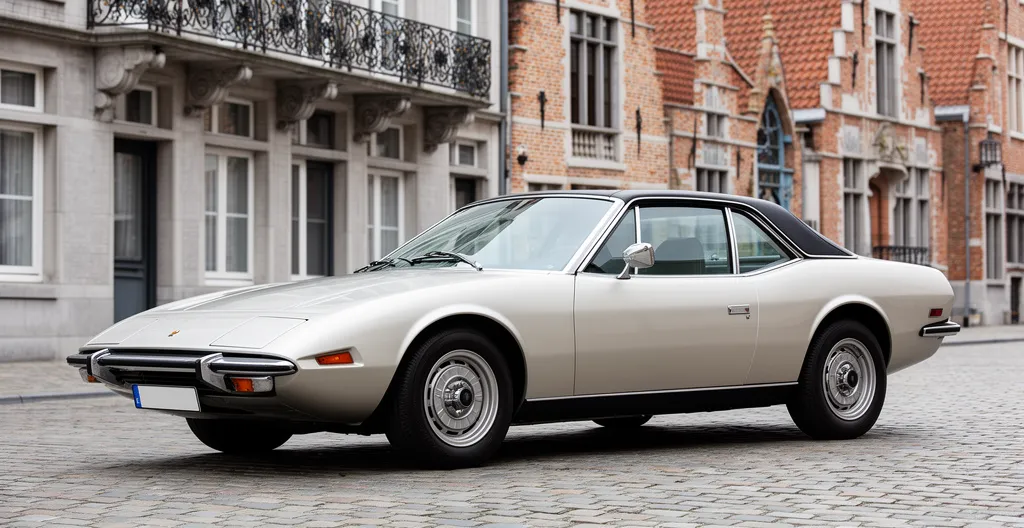 Voiture ancêtre classique avec plaque O belge garée devant un panneau de signalisation routière, dans un environnement urbain belge