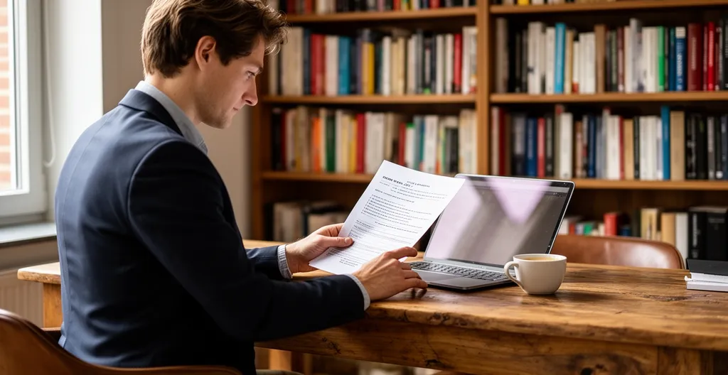 Personne vérifiant les conditions d'un contrat de leasing automobile