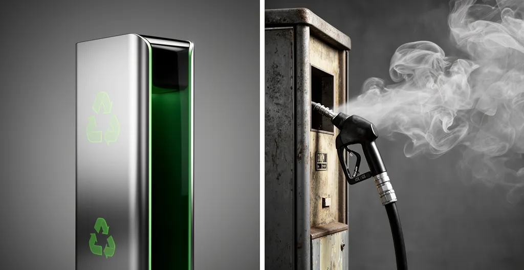 Comparaison visuelle entre véhicule électrique et thermique montrant le point de bascule écologique