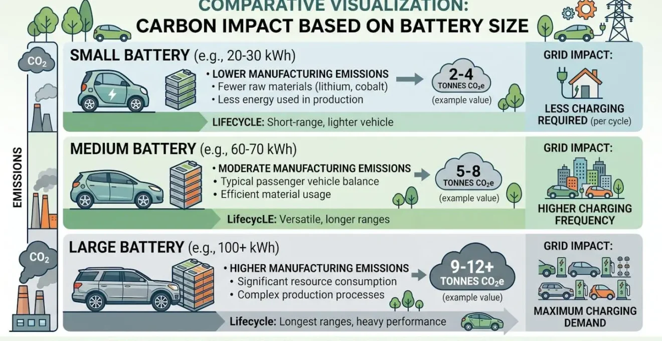 Visualisation comparative de l'impact carbone selon la taille des batteries